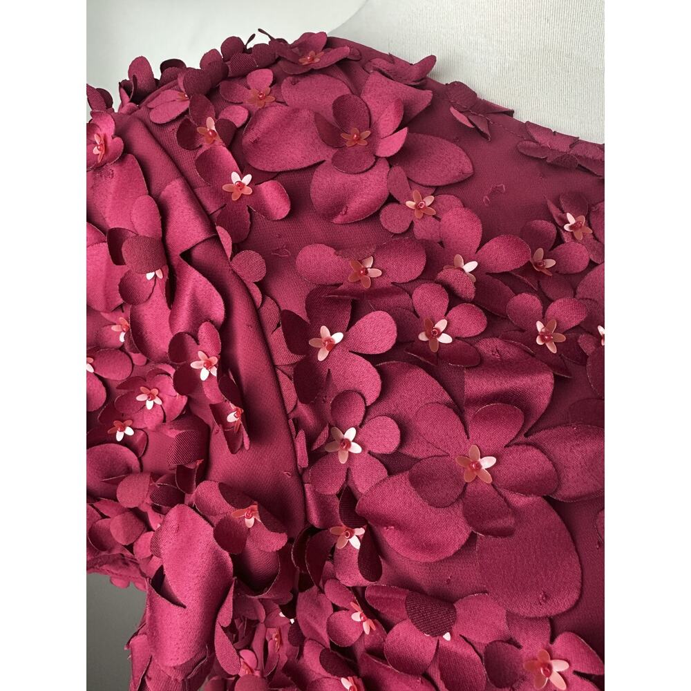 *Flawed Anthropologie Varun Bahl Rosemarie 3D Floral Top Whimsy Raspberry Size 8 - Picture 6 of 16